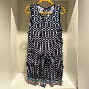 Kari Blue navy sleeveless romper. Size Large.